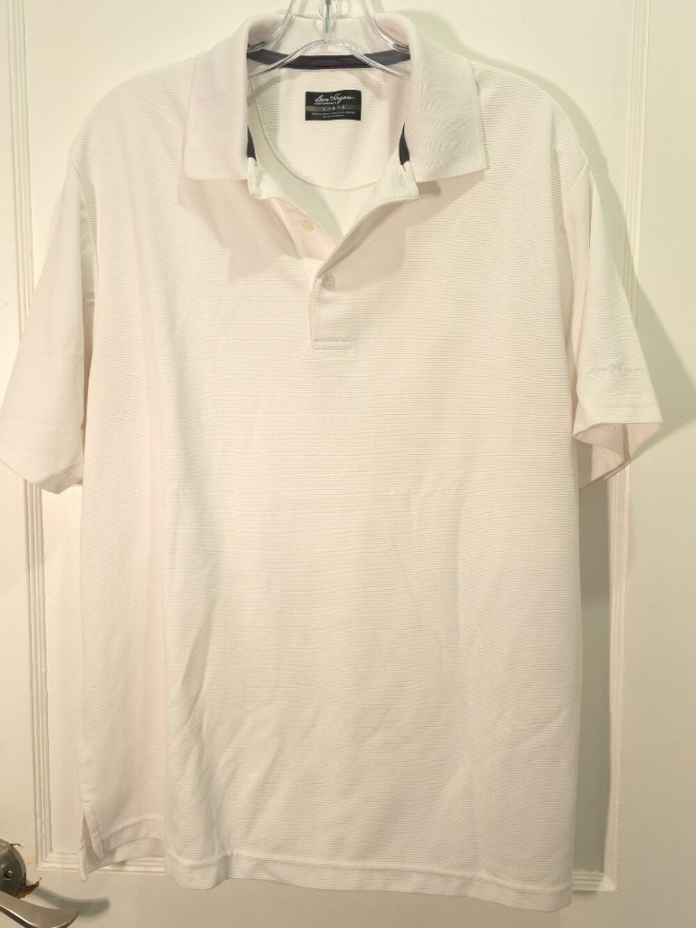 Ben Hogan Performance Polo Shirt L/XL White Short Sleeve Ribbed Texture